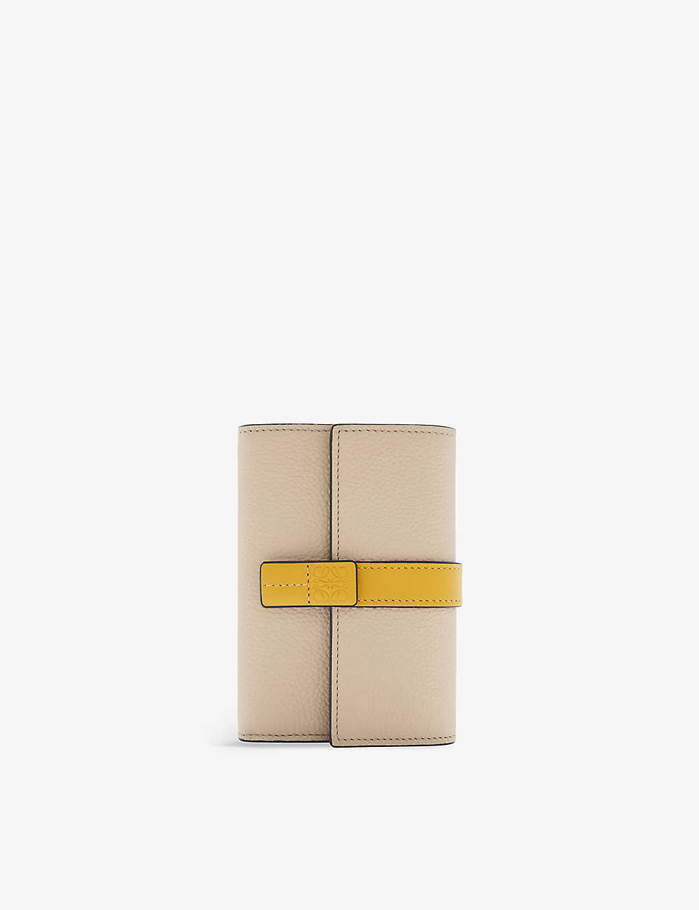 Loewe Womens White Vertical Small Leather Wallet In Craft/sunflower