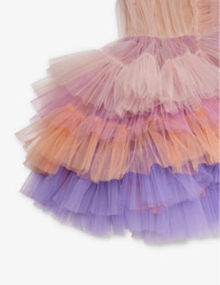 Shop Raspberry Plum Girls Tope Kids Asymmetric-shoulder Woven Dress 3-10 Years