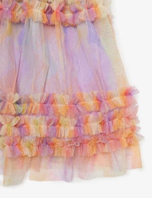 Shop Raspberry Plum Girls Multicolour Kids Anka Ruffle-trim Woven Dress 3-10 Years