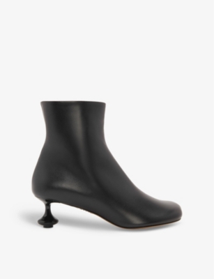 Shop Loewe Toy Sculpted-heel Leather Ankle Boots In Black