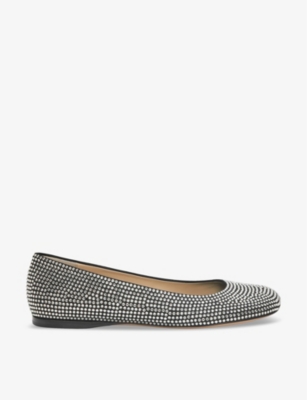 Shop Loewe Womens Black Toy Rhinestone-embellished Suede Ballet Flats