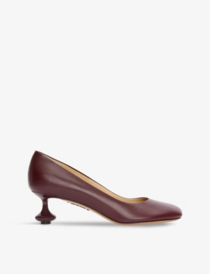 Shop Loewe Women's Burgundy Toy 45 Sculpted-heel Leather Pumps