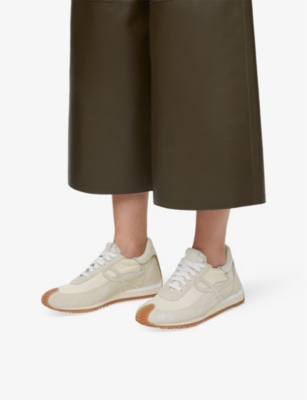 Shop Loewe Women's Canvas/soft White Flow Runner Monogram Leather And Shell Trainers