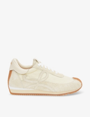 Loewe Flow Runner Monogram Leather And Shell Trainers In Canvas/soft White