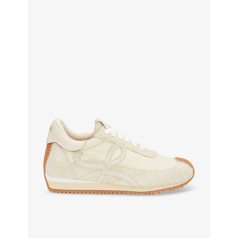Loewe Flow Runner Monogram Leather And Shell Trainers In Canvas/soft White