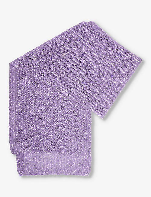 LOEWE: Anagram-embroidered mohair-blend scarf