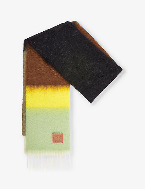 LOEWE: Brand-patch striped-pattern wool-blend scarf