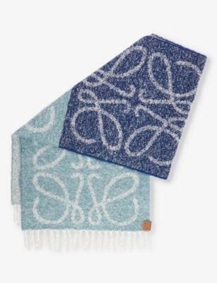 LOEWE: Brand-patch anagram-pattern alpaca and wool-blend scarf