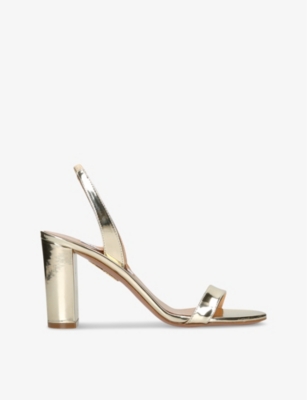 Shop Aquazzura Women's Gold So Nude Block-heel Leather Sandals