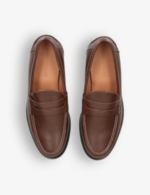 Shop Duke & Dexter Mens Mid Brown Wilde Leather Penny Loafers