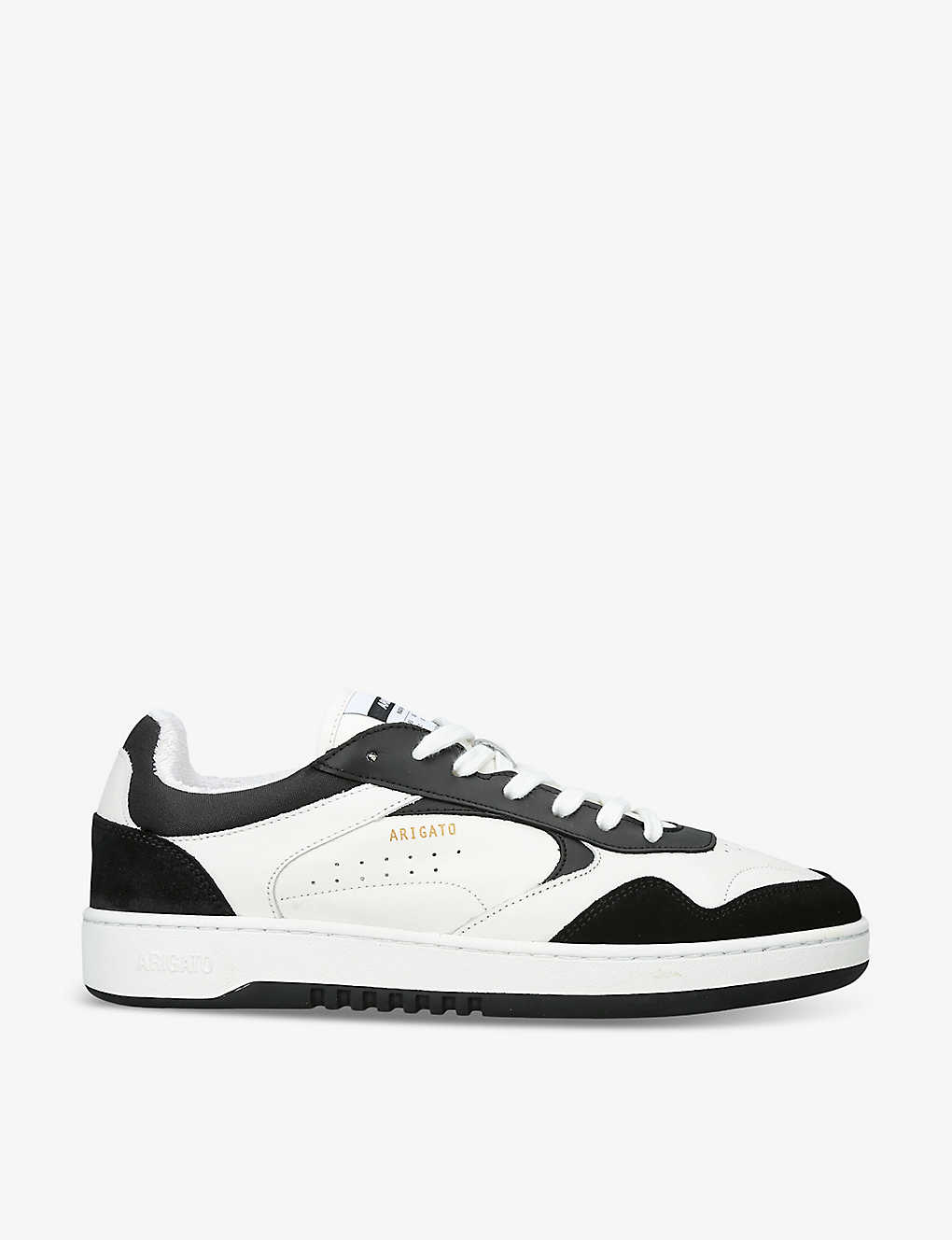 Shop Axel Arigato Men's White/blk Arlo Leather, Suede And Recycled-polyester Low-top Trainers