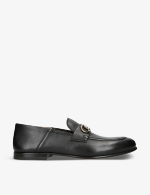 Ferragamo Man Moccasin With Gancini Ornament In Black