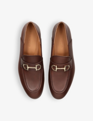 Shop Ferragamo Salvatore  Men's Brown Gancini Horsebit-embellished Leather Loafers