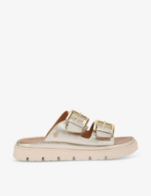 CARVELA COMFORT: Pavilion buckle-strap metallic-leather sandals