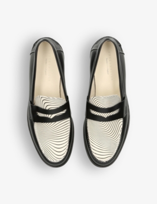 Shop Duke & Dexter Wilde Leather Penny Loafers In Blk/white