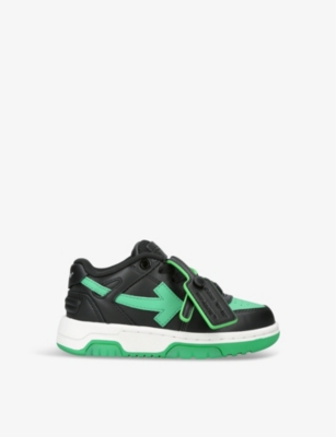 Off-white Out Of Office Leather Sneakers In Blk/green