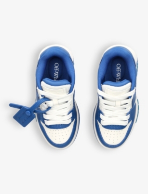 Shop Off-white Out Of Office Logo-embroidered Leather Trainers 4-8 Years In Blue Other