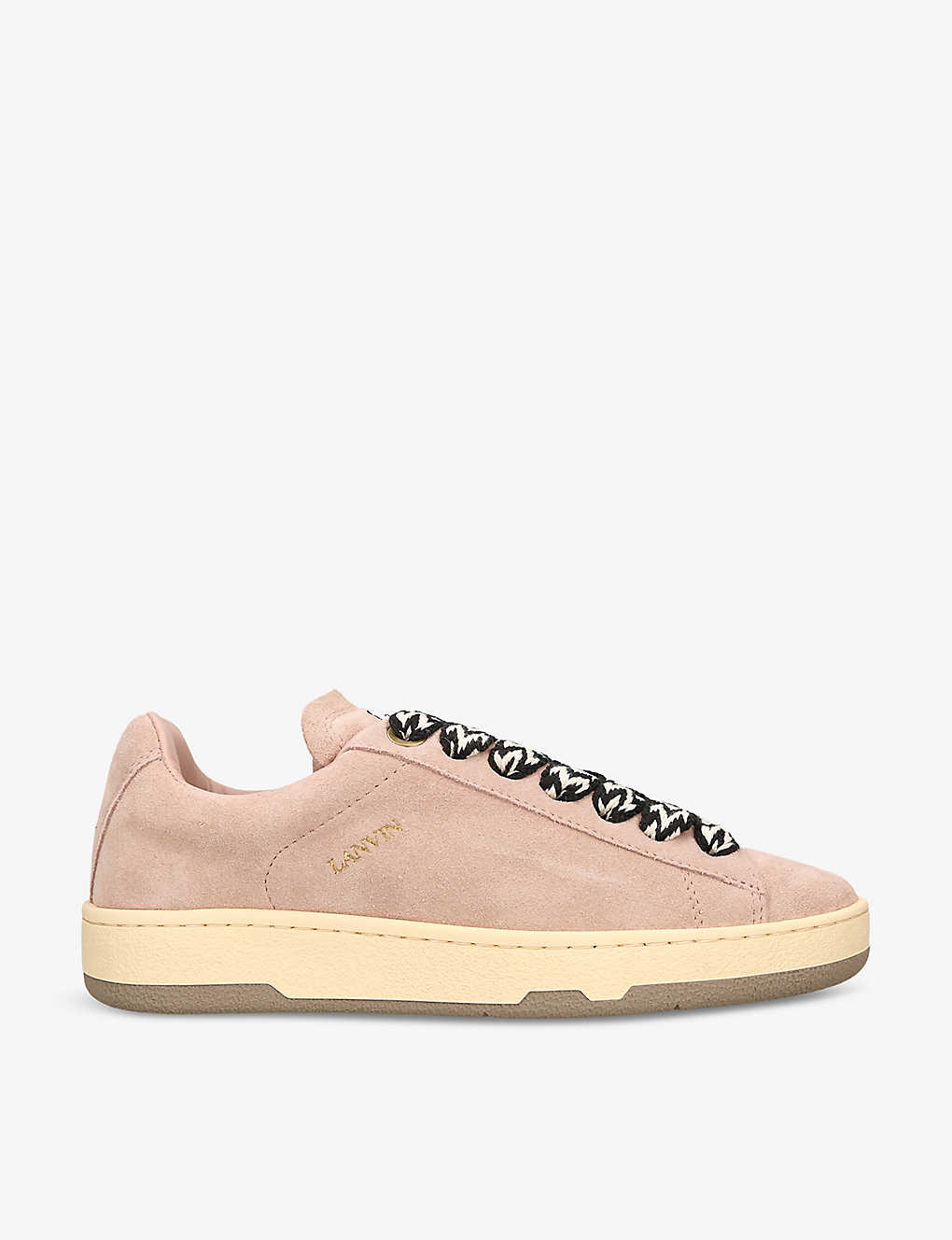 Shop Lanvin Curb Lite Foiled-branding Leather Low-top Trainers In Pink