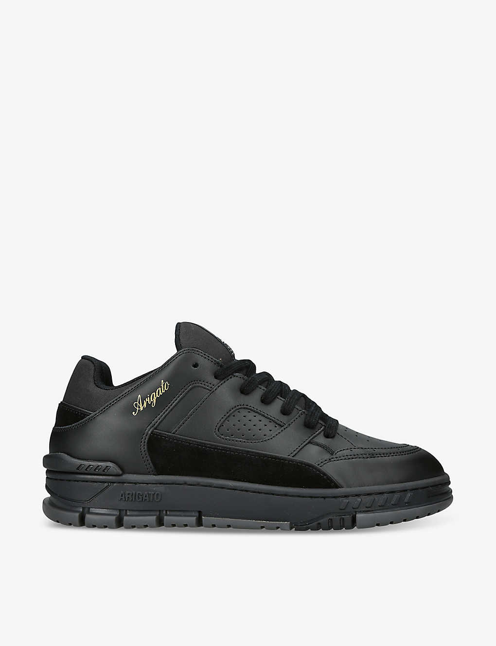 Shop Axel Arigato Men's Blk/grey Area Lo Panelled Leather Low-top Trainers In Black
