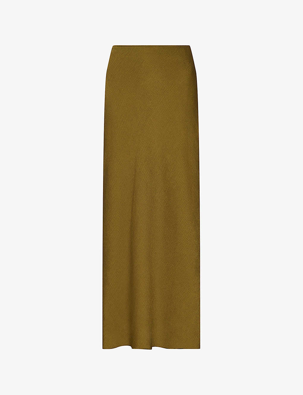 Whistles Bias-cut Satin Midi Skirt In Khaki/olive