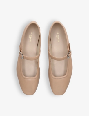 Shop Le Monde Beryl Womens Beige Mary Jane Leather Flats