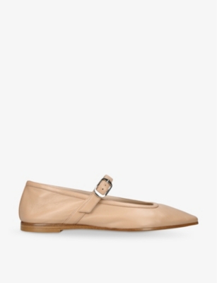 Shop Le Monde Beryl Women's Beige Mary Jane Leather Flats