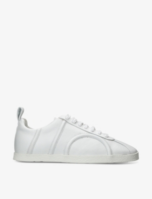 Shop Totême Toteme Women's White Logo-pattern Low-top Leather Trainers