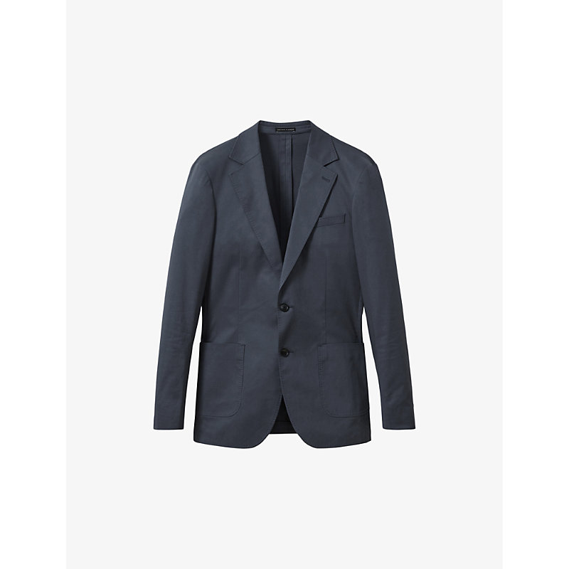 Reiss Mens Airforce Blue Crawford Slim-fit Single-breasted Stretch Cotton-blend Blazer