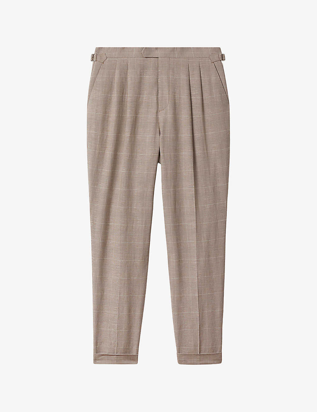 Reiss Mens Oatmeal Collected Pleated Slim-leg Woven Trousers
