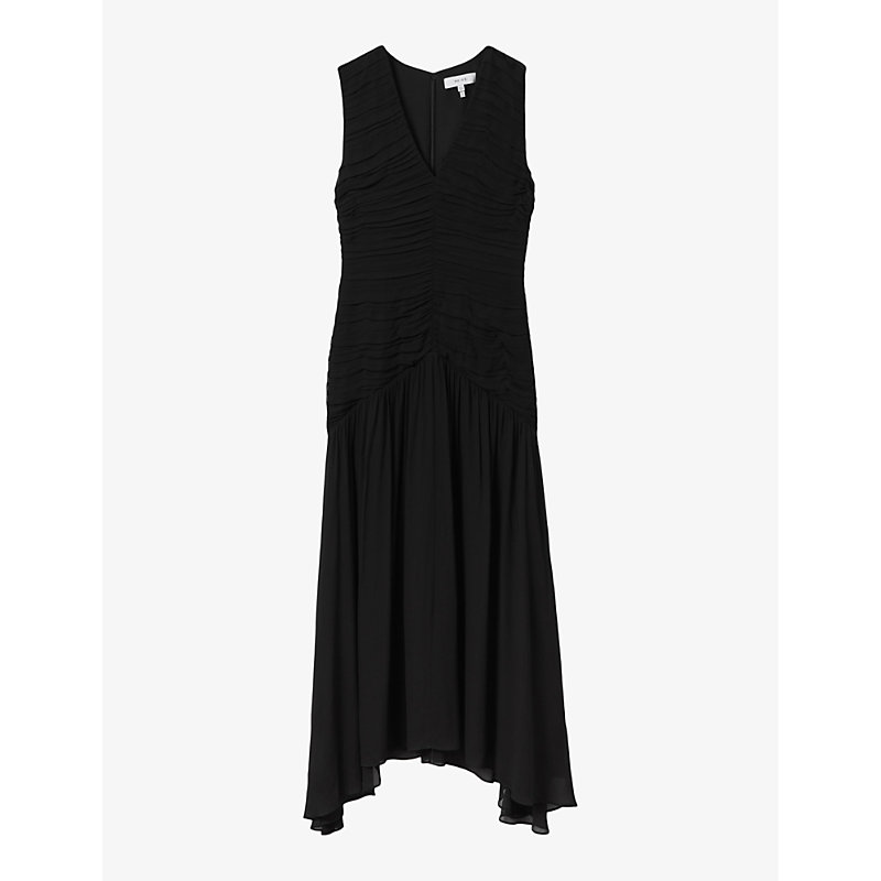 Shop Reiss Women's Black Saffy Ruched Woven Maxi Dress