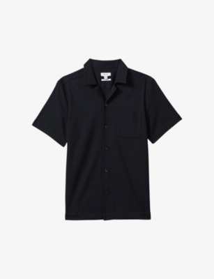 REISS: Nitus herringbone stretch woven-blend shirt