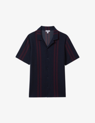 REISS: Castle geometric-print relaxed-fit woven shirt