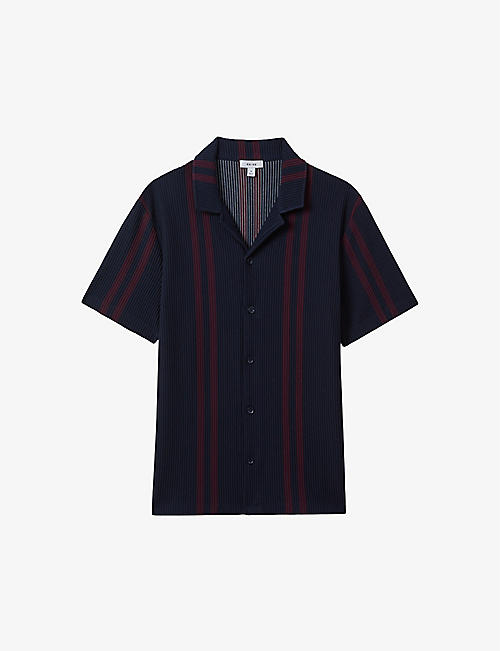 REISS: Castle geometric-print relaxed-fit woven shirt