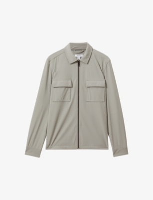Reiss Mens Light Sage Hylo Regular-fit Zip-up Stretch-woven Jacket