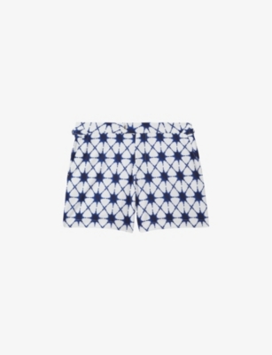 REISS: California floral-print regular-fit stretch recycled-polyester swim shorts