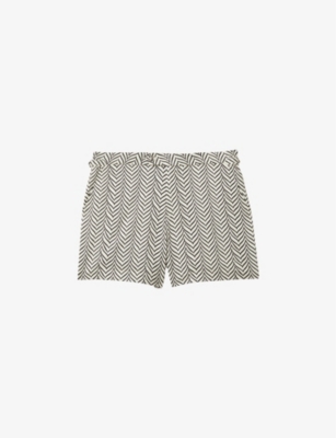 REISS: Melbourne abstract-print stretch-woven swim shorts