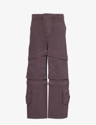 Shop Entire Studios Men's Lu Hard Wide-leg Relaxed-fit Cotton-canvas Cargo Trousers In Luna