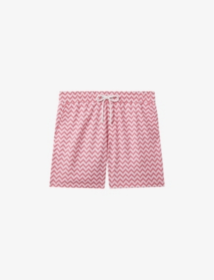 REISS: Cable zig-zag regular-fit stretch recycled-polyester swim shorts