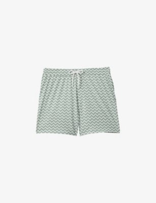 REISS: Cable zig-zag regular-fit stretch recycled-polyester swim shorts