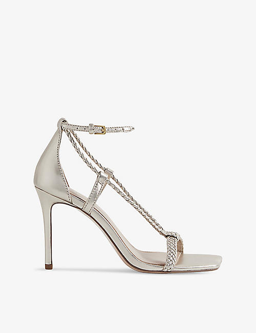 REISS: Paige plaited-strap leather heeled sandals