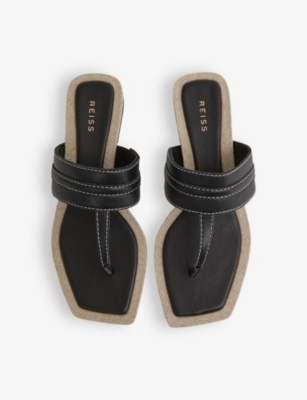 Shop Reiss Women's Black Quin Thong Leather Sandals