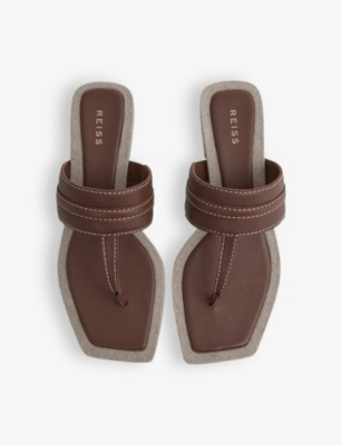 Shop Reiss Women's Tan Quin Thong Leather Sandals