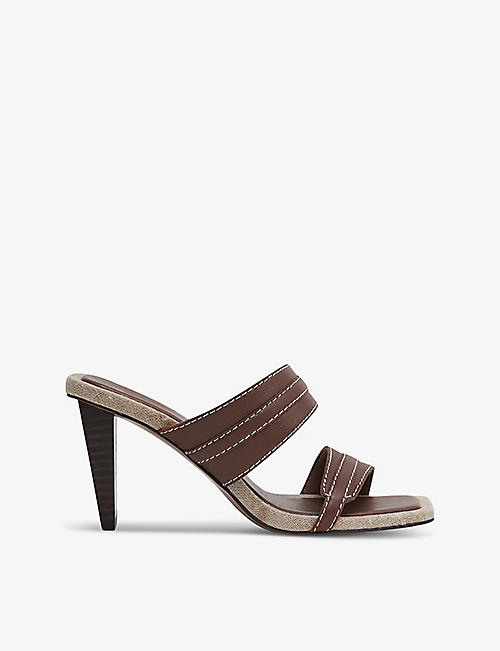 REISS: Ruby contrast-stitch leather heeled mules