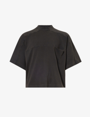 Entire Studios Mens Washed Black Heavy Pocket Ribbed-trim Organic Cotton T-shirt