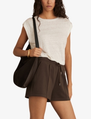 Reiss Womens Joanna Elasticated-waist Regular-fit Stretch-jersey Shorts Chocolate In Brown