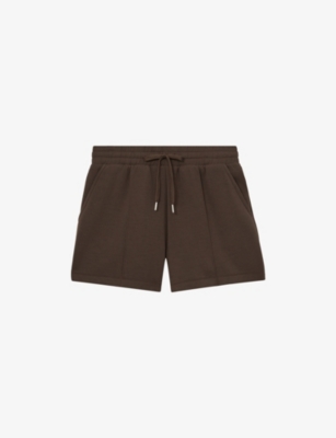Reiss Womens Joanna Elasticated-waist Regular-fit Stretch-jersey Shorts Chocolate In Brown