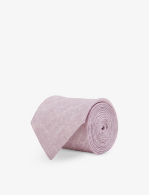Reiss Mens Soft Rose Vitali Wide-blade Linen Tie
