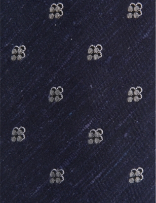 Shop Reiss Men's Navy Francesco Floral-pattern Silk-blend Tie