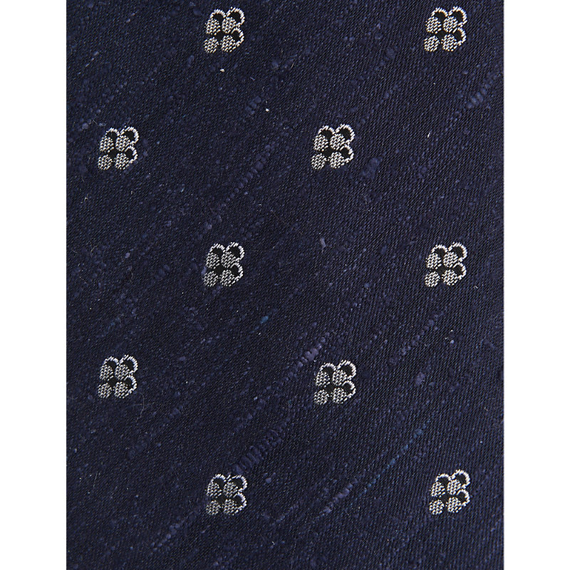 Shop Reiss Men's Navy Francesco Floral-pattern Silk-blend Tie