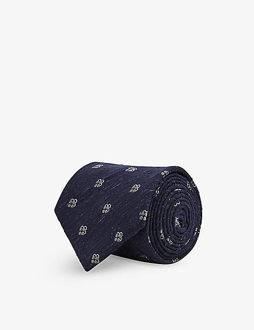 REISS: Francesco floral-pattern silk-blend tie